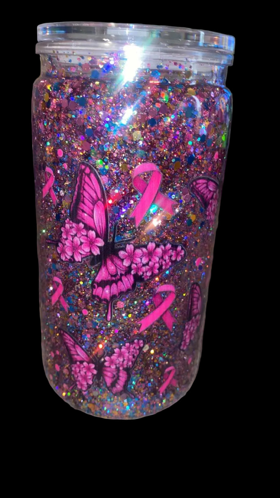 Butterfly Warrior Glitter Tumbler
